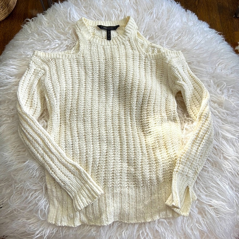 BCBG Max Azria cold shoulder sweater